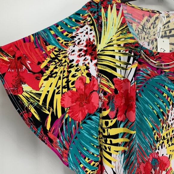 NY Collection Dress Floral Print Shift Necklace Jersey Stretch NWT - Picture 5 of 10